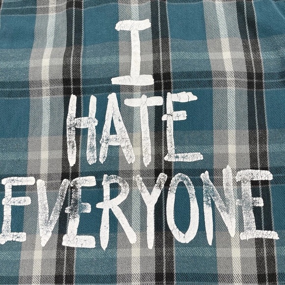 Jac Vanek "I Hate Everyone" Flannel Faded Grunge Weathered Men’s Size Small - Picture 12 of 12